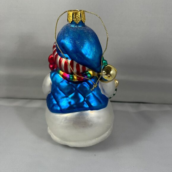 Brass Key Christmas Treasures - Hand-Painted Glass Snowman Ornament With Colorfu - Picture 2 of 3